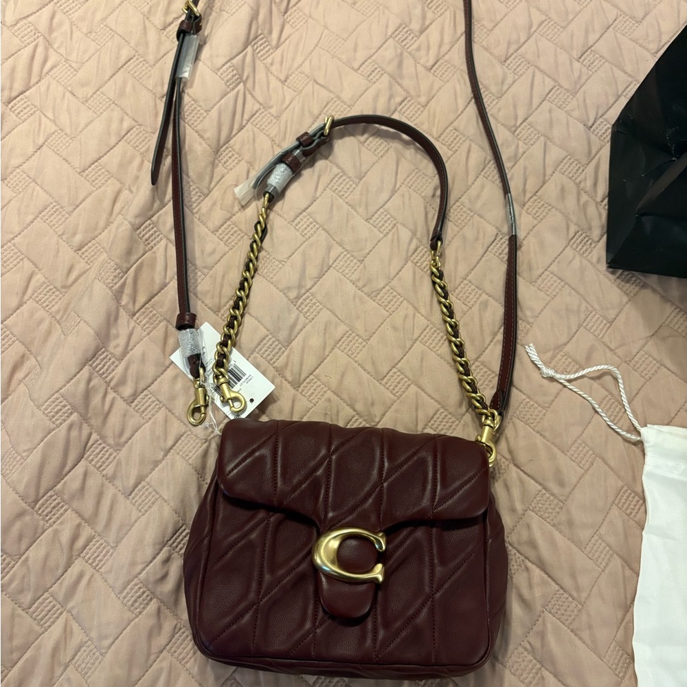 Coach Quilted Leather Tabby 17 Shoulder Bag - Burgundy - Picture 5 of 12
